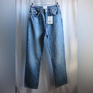 Reformation, Cynthia High Rise Straight Jeans, Colorado, 26. Missing a button.